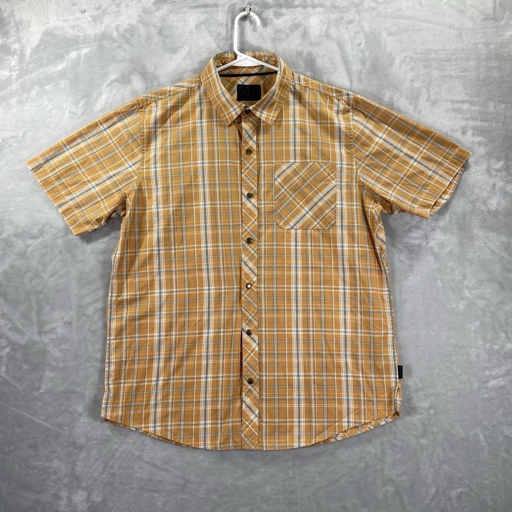 Magpul Industries Shirt men's Large Snap Buttons Plaid Chest Pocket Short Sleeve